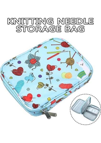 1 Adet Boş Örgü Dairesel Iğneler Durumda Seyahat Depolama Organizatör Çift Fermuarlı Bölme Saklama Çantası Dikiş Aksesuarları (Yurt Dışından)