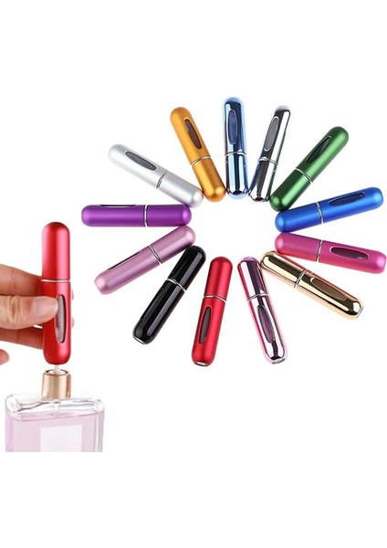 6'lı Doldurulabilir Boş Mini Parfüm Şişesi & Lila - Kırmızı - Mavi - Altın - Gümüş - Bakır