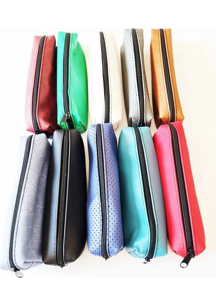 10 Adet Renkli Sosis Kalemlik Vinleks Astarlı Suni Deri Kalem Kutusu