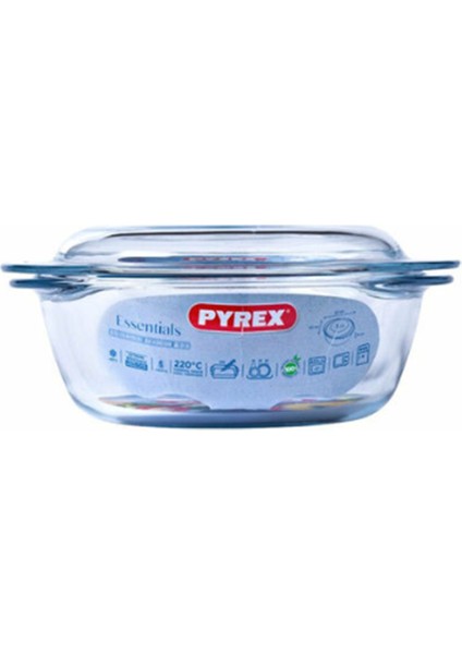207A000/7343 Kapaklı Cam Yuvarlak Fırın Kabı 1,3l
