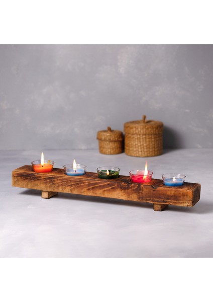 Ahşap 5'li Sütun Mumluk