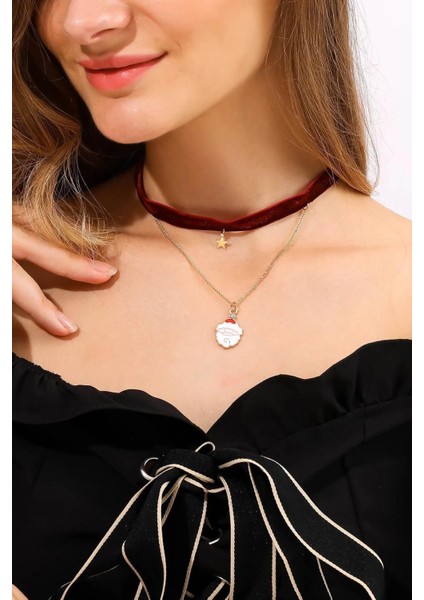 Yılbaşı Kadife Choker Kolye Seti 2'li Paket