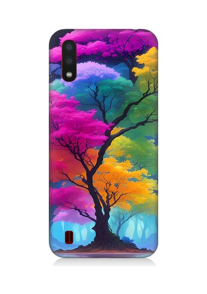 Samsung Galaxy A01 Uyumlu Renkli Hayat Ağacı Desenli Silikon Kılıf