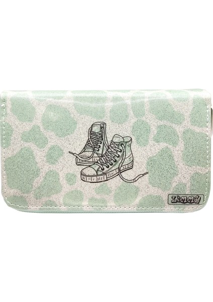 Simli Işıltılı Inek Kalem Kutusu Vegan Deri Kalemkutu Üç Bölmeli Kalemlik Yeşil modelleri