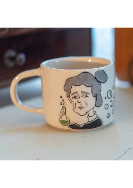Marie Curie Bilim Temalı Kahve Kupası, El Yapımı Seramik Kupa fiyatları