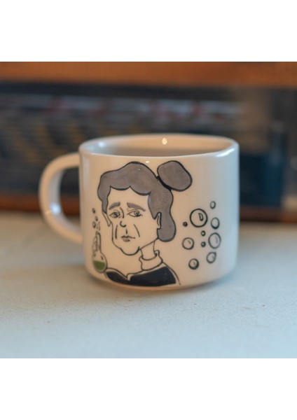 Marie Curie Bilim Temalı Kahve Kupası, El Yapımı Seramik Kupa modelleri