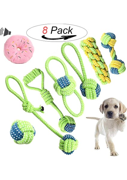 Yeşil 8 Adet Tarzı Resim Olarak 7 Paket Köpek Halat Oyuncak Çiğneme Pamuk Açık Dişler Temiz Köpek Topu Halat Oyuncaklar Orta Küçük Pet Köpekler Için Interaktif Oyuncaklar TY0102 (Yurt Dışından)