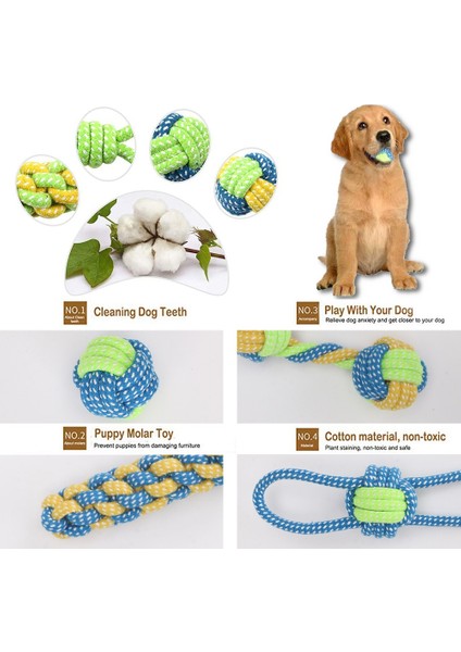Yeşil 8 Adet Tarzı Resim Olarak 7 Paket Köpek Halat Oyuncak Çiğneme Pamuk Açık Dişler Temiz Köpek Topu Halat Oyuncaklar Orta Küçük Pet Köpekler Için Interaktif Oyuncaklar TY0102 (Yurt Dışından)