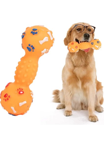 Turuncu Tarzı Olorful Noktalı Dambıl Şekilli Squeeze Squeaky Faux Bone Pet Köpek Oyuncakları Pet Çiğneme Oyuncak Meme Ucu Topu Etkileşimli Oyun (Yurt Dışından) fiyatları