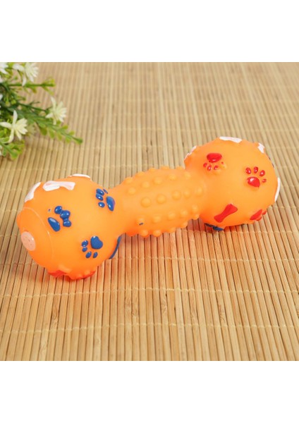 Turuncu Tarzı Olorful Noktalı Dambıl Şekilli Squeeze Squeaky Faux Bone Pet Köpek Oyuncakları Pet Çiğneme Oyuncak Meme Ucu Topu Etkileşimli Oyun (Yurt Dışından) indirimleri