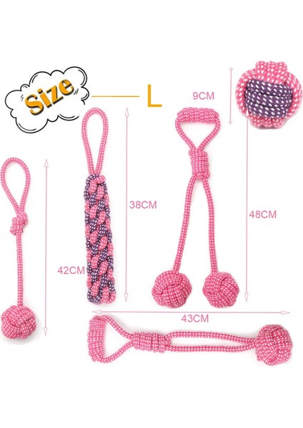 Pembe-5pcs-L Tarzı Resim Olarak 7 Paket Köpek Halat Oyuncak Çiğneme Pamuk Açık Dişler Temiz Köpek Topu Halat Oyuncaklar Orta Küçük Pet Köpekler Için Interaktif Oyuncaklar TY0102 (Yurt Dışından)