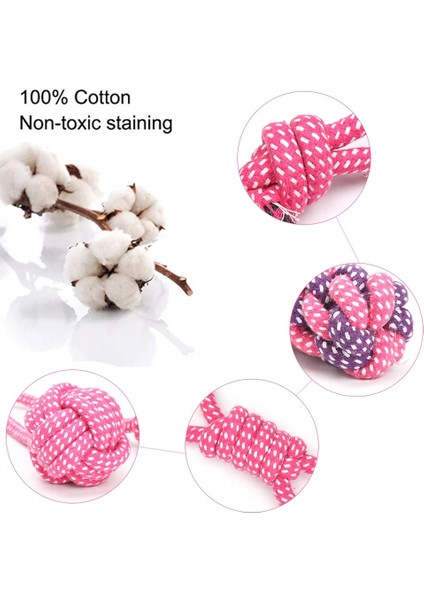 Pembe-5pcs-L Tarzı Resim Olarak 7 Paket Köpek Halat Oyuncak Çiğneme Pamuk Açık Dişler Temiz Köpek Topu Halat Oyuncaklar Orta Küçük Pet Köpekler Için Interaktif Oyuncaklar TY0102 (Yurt Dışından)