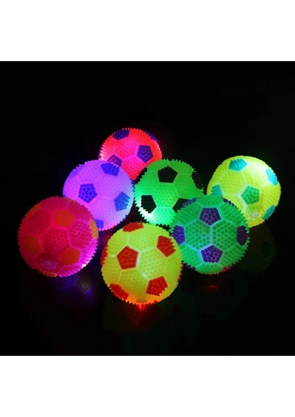 Rastgele Renk Stili 6.5cm Köpek Oyuncakları Yanıp Sönen Futbol LED Işık Ses Kabarık Top Komik Çocuk Pet Köpek Squeak Futbol Topu Temiz Dişler Pet Interaktif Oyuncak L2 (Yurt Dışından)