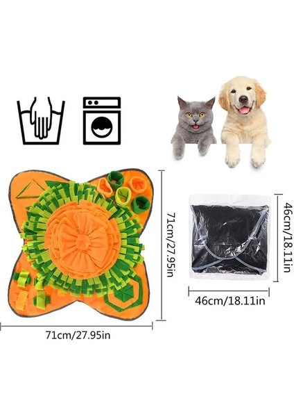 Turuncu 71X71 Stili Pet Köpek Snuffle Mat Burun Kokusu Eğitimi Koklama Pedi Köpek Bulmaca Oyuncak Yavaş Besleme Kase Gıda Dağıtıcı Halı Yıkanabilir Köpek Oyuncakları (Yurt Dışından)