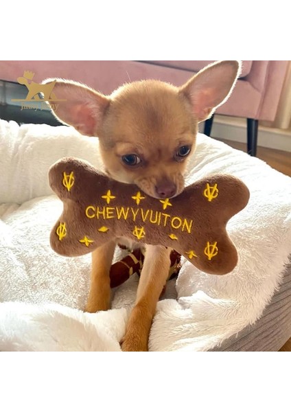 Köpekler Kemik Stilini Sever Lüks Tasarımcı Köpek Oyuncakları – Chewy Vuitton, Koleksiyon Squeak Toy| Eşsiz Peluş Squeak Bone Köpek Oyuncakları (Yurt Dışından)