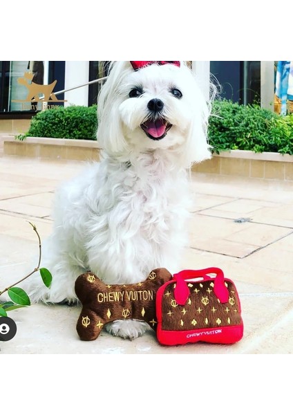 Köpekler Kemik Stilini Sever Lüks Tasarımcı Köpek Oyuncakları – Chewy Vuitton, Koleksiyon Squeak Toy| Eşsiz Peluş Squeak Bone Köpek Oyuncakları (Yurt Dışından)