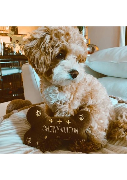 Köpekler Kemik Stilini Sever Lüks Tasarımcı Köpek Oyuncakları – Chewy Vuitton, Koleksiyon Squeak Toy| Eşsiz Peluş Squeak Bone Köpek Oyuncakları (Yurt Dışından)