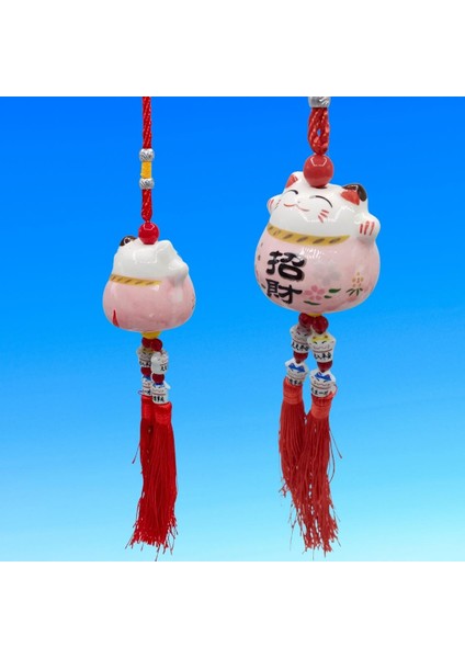 Feng Shui Maneki Neko Şans Kedisi Pembe No.4