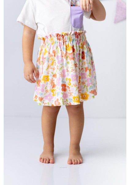 Kız Çocuk Çiçek Desenli Beli Lastikli Etek fiyatları