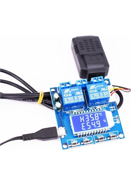 LED Göstergeli Sıcaklık ve Nem Kontrollü 2 Kanal Bağımsız Röle Modülü XY-TR01