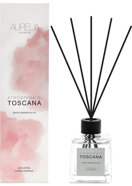 Aurelia Genève Atmosfera Di Toscana - Gentle Magnolia & Lily Diffuser - Manolya & Zambak Büyük Çubuklu Oda Kokusu 100 ml