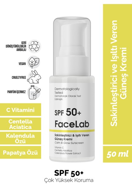 Sakinleştirici ve Işıltı Veren C Vitamini ve Centella Içerikli Spf 50+ Güneş Kremi 50 ml