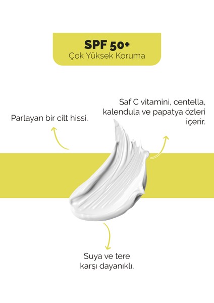 Sakinleştirici ve Işıltı Veren C Vitamini ve Centella Içerikli Spf 50+ Güneş Kremi 50 ml