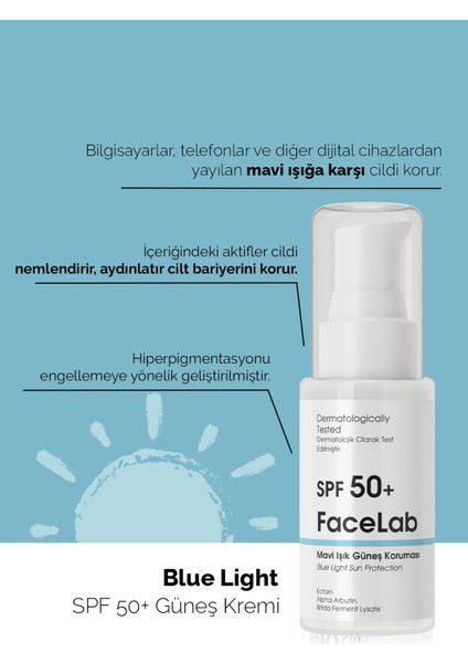 Alpha Arbutin Içerikli Spf 50+ Mavi Işık Güneş Koruması - Blue Light Sun Protection 50 ml