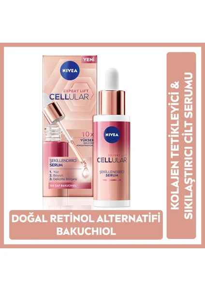 Cellular Expert Lift Doğal Retinol Alternatifi Saf Bakuchiol İçeren Cilt Serumu 30ml, Kolajen Tetikleyici