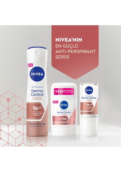 Kadın Stick Deodorant Derma Control Clinical 50ml, 96 Saat Koruma, Terleme ve Koltuk Altı Kararma Karşıtı, C Vitamini