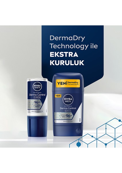 MEN Erkek Stick Deodorant Derma Control Clinical 50 ml, 96 Saat Koruma, Terleme Karşıtı, C Vitamini