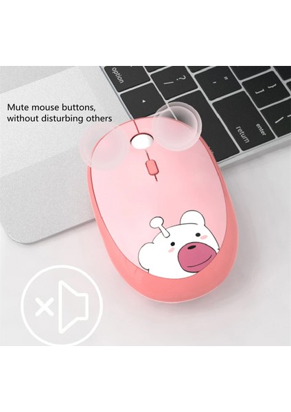 Geezer Kablosuz Mouse Wireless Mouse Renkli Ayıcık Tasarım Kablosuz Sessiz Bilgisayar Notebook Laptop Için Fare Pilli Mouse USB Nano Receiver Tak Çalıştır M2