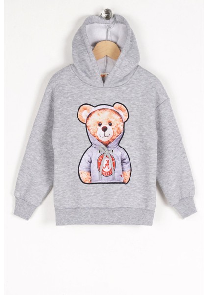 Erkek Çocuk Ayıcık Detaylı Kapüşonlu Sweatshirt