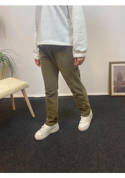 Kadın Rahat Kalıp Beli Lastikli Cepli Polar Eşofman Altı SPR24EAK71