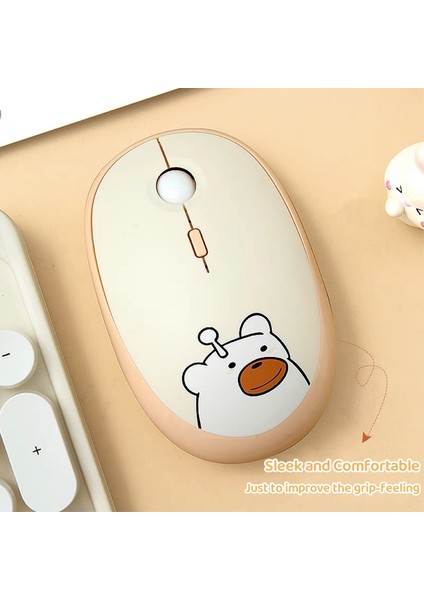 Geezer Kablosuz Mouse Wireless Mouse Renkli Ayıcık Tasarım Kablosuz Sessiz Bilgisayar Notebook Laptop Için Fare Pilli Mouse USB Nano Receiver Tak Çalıştır M2