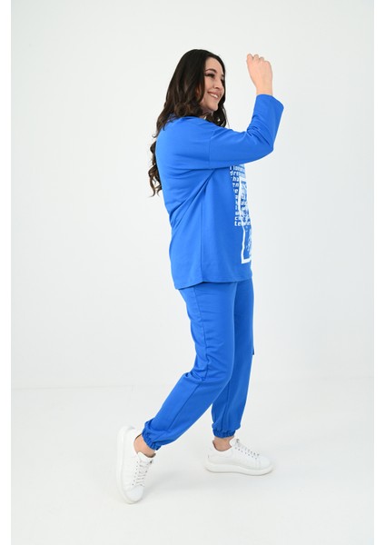 Kadın Büyük Beden Baskılı Kargo Cep Detaylı Eşofman Takımı 8075-25 fiyatları