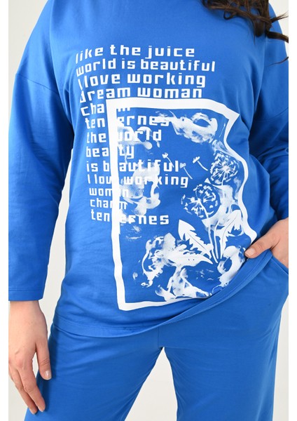 Kadın Büyük Beden Baskılı Kargo Cep Detaylı Eşofman Takımı 8075-25 fırsatları