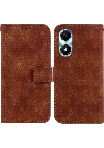 Onur Için Telefon Kılıfı X5 Artı Çift 8 Kabartmalı Cüzdan Kapak Kart Tutucu Pu (Yurt Dışından)