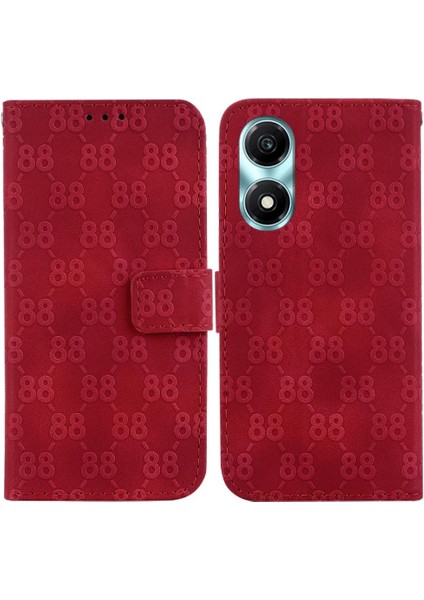 Onur Için Telefon Kılıfı X5 Artı Çift 8 Kabartmalı Cüzdan Kapak Kart Tutucu Pu (Yurt Dışından)