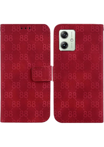 Motorola Moto G54 5g Için Telefon Kılıfı Pu Deri Kickstand Çift 8 Kabartmalı (Yurt Dışından)