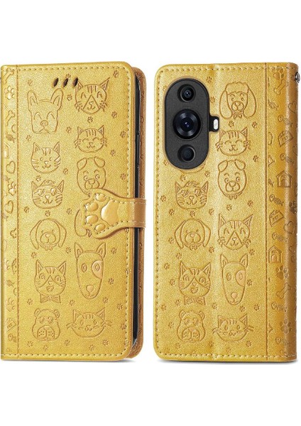 Huawei Nova 11 Pro Karikatür Hayvanlar Için Kısa Kayış Kapak Kılıfı (Yurt Dışından)