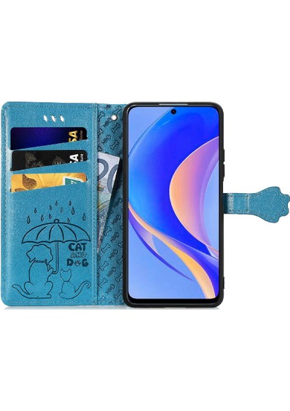 Manyi Mall Huawei Nova Y90 Karikatür Hayvanlar Için Kılıf Deri Kılıf Kapak Çevirin Kısa (Yurt Dışından)