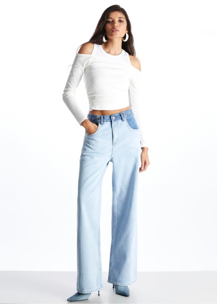 Açık Mavi Wide Leg Relaxed Fit Jean