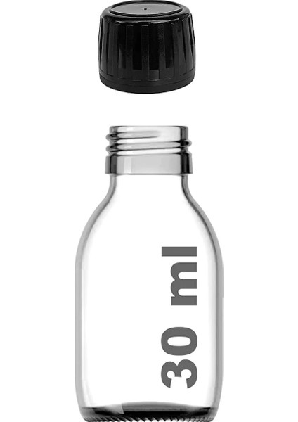 30 ml Şeffaf Kilitli Siyah Kapak Shot Şişesi 30 Cc Ginger Şat Beyaz Cam Şişe 1 Adet