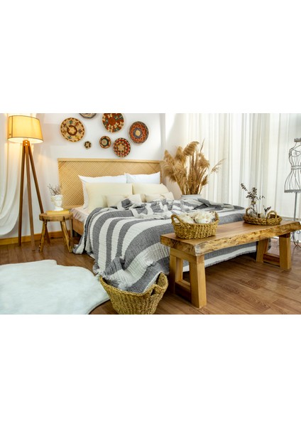 6 Katlı Organik Multi Muslin & Keten Yatak ve Koltuk Örtüsü