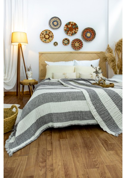 6 Katlı Organik Multi Muslin & Keten Yatak ve Koltuk Örtüsü
