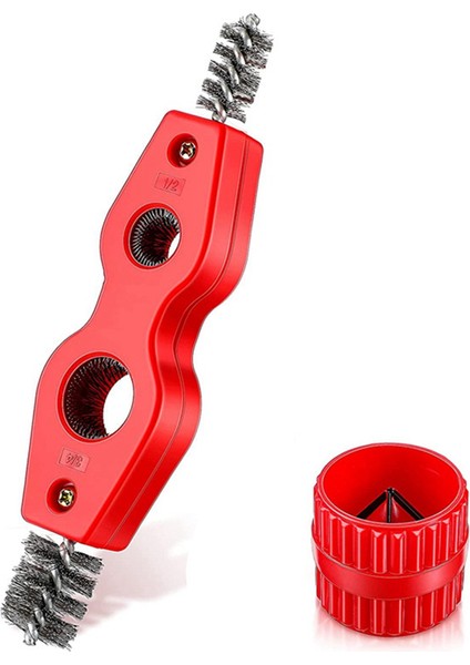 4-In-1 Pil Fırça Boru Temizleme Seti Çift Başlı Bakır Boru Fırça Seti Boru Temizleyici Çapak Alma Boru Pah Kırma Aracı Seti (Yurt Dışından)