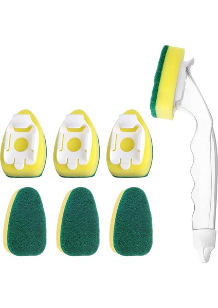 Bulaşık Değneği 7 Yedek Sünger Kafaları, Değnek Mutfak, Lavabo, Banyo, Mutfak Gereçleri Için Temiz Ovma Süngerleri (Yurt Dışından)