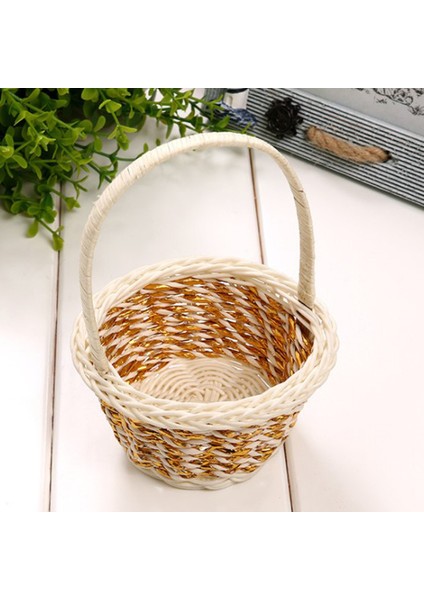 1 Adet Dokuma Çiçek Sepeti El Sepeti Düğün Dekoratif Sepet (Yurt Dışından) fiyatları