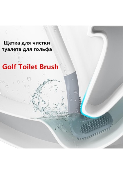 Tuvalet Temizleme Silikon Fırça Golf Başlığı Banyo Duvar Kanca Asılı Uzun Saplı Tuvalet Taşı Temizleyici Ev Wc Boşluk Fırçaları (Yurt Dışından)